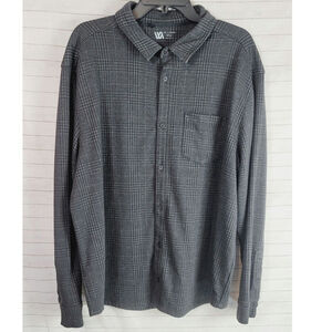 VRST Long Sleeve Winter Button Up Shirt in Pure Black/Charcoal, sz XXL